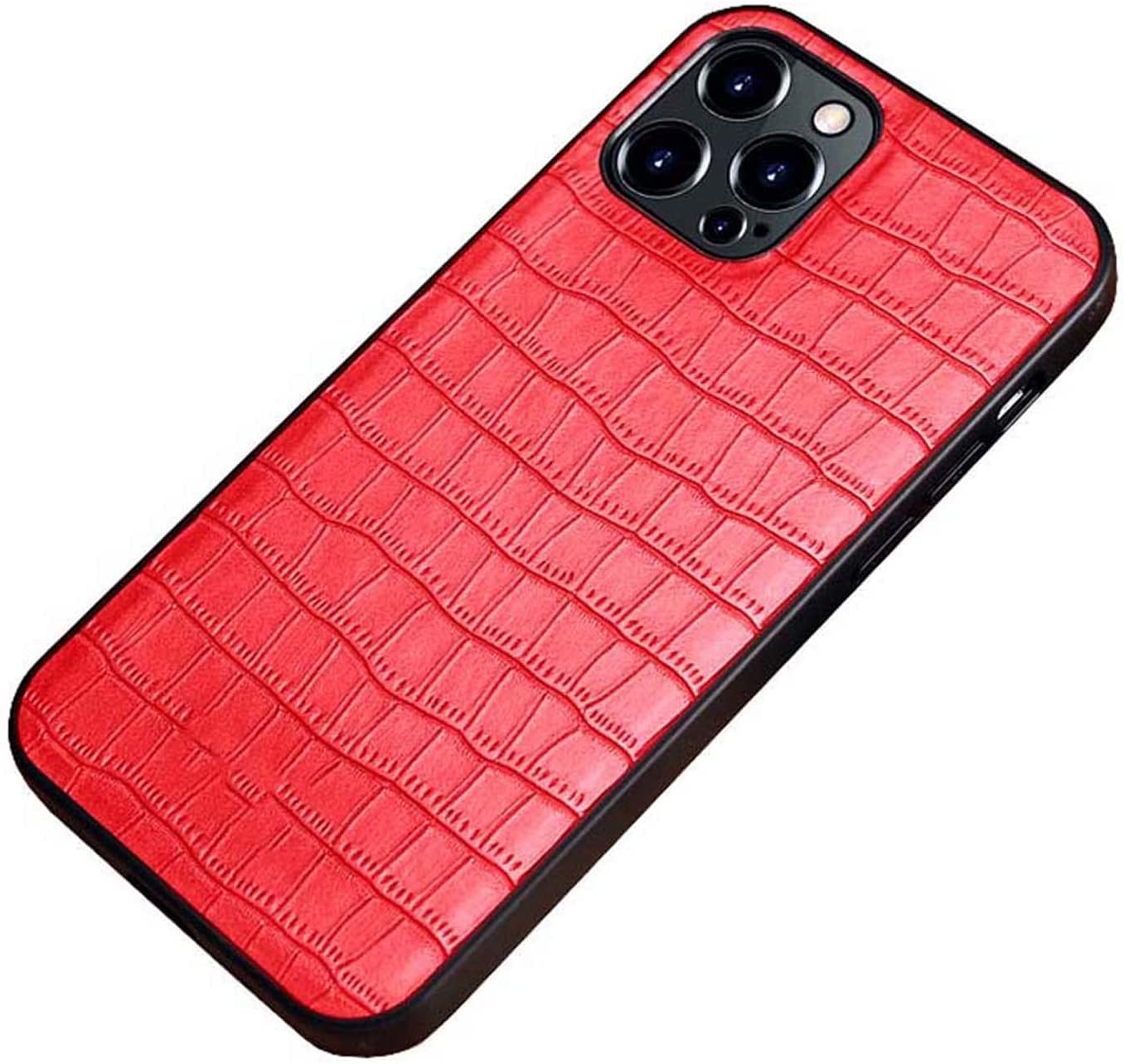 Coque iPhone 13 Pro Max en cuir crocodile rouge luxe et élégant - 7