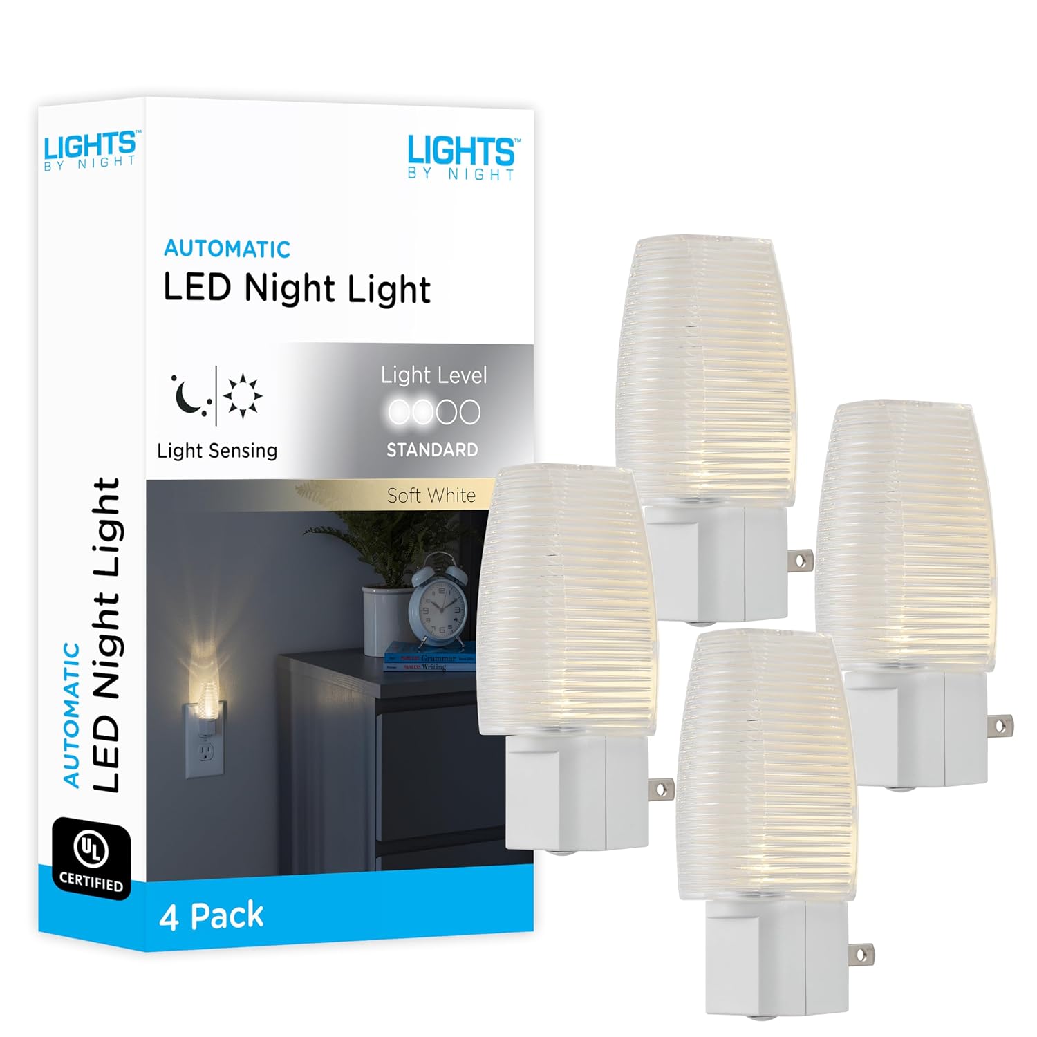 Lights by Night LED Night Light Plug-in Dusk to Dawn Sensor Warm White UL-Certified Energy Efficient Ideal Nightlight