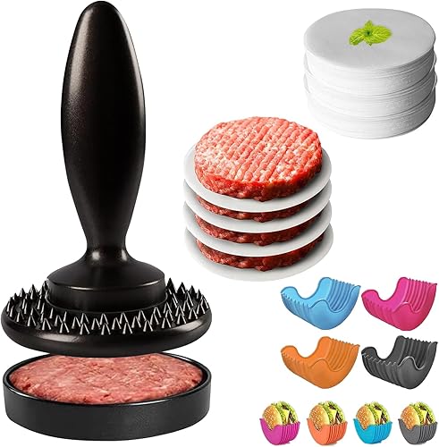 LIONSOUL Kit para hacer hamburguesas con 100 papeles de hamburguesa, perfecto para hamburguesas rellenas, carne de res y hamburguesas aplastantes,