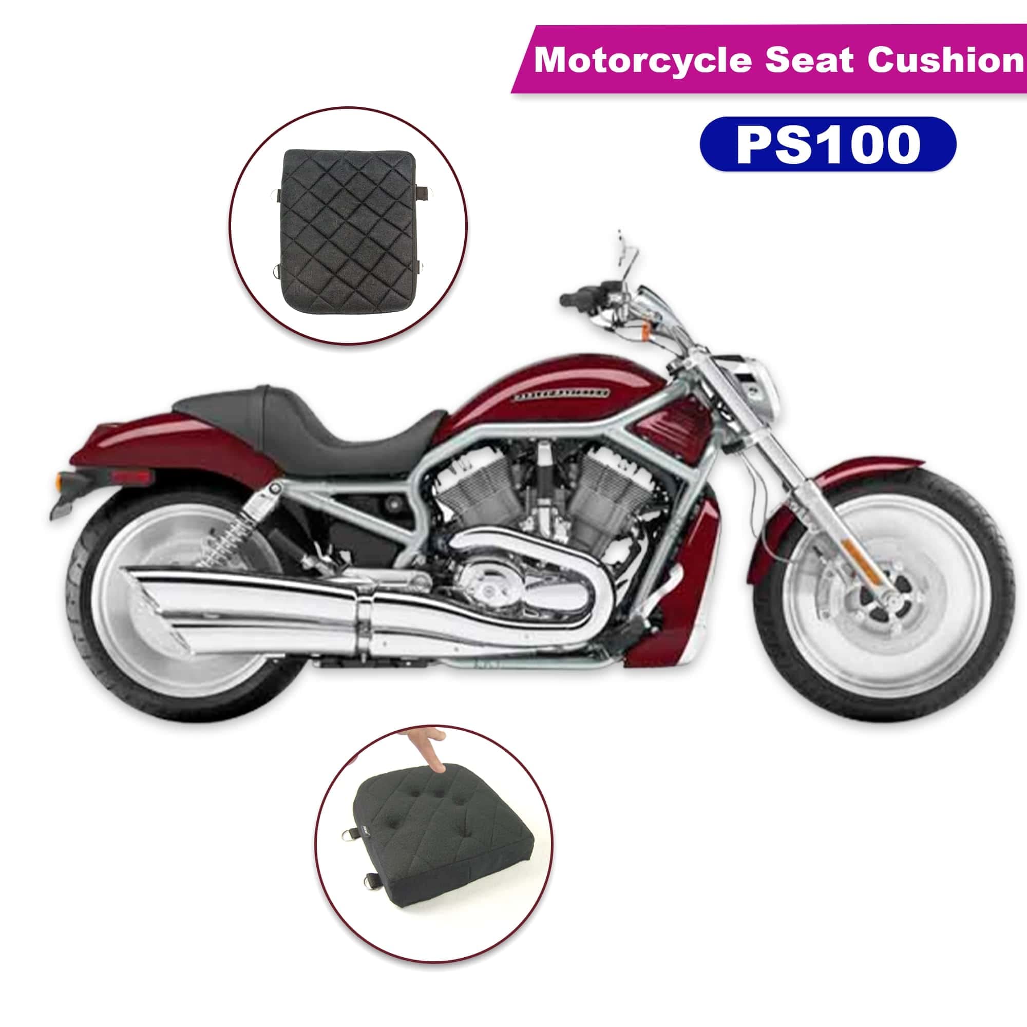 IND STURGIS LLC Motorcycle Gel pad seat Cushion with Memory Foam for Comfortable Travel (PS100)