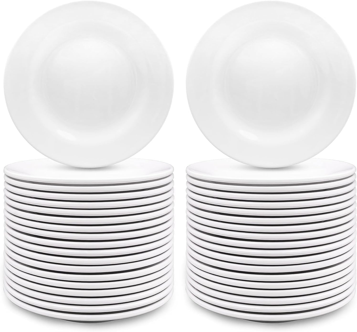 Malloom Lot de 36 assiettes à dessert en mélamine - Assiettes à salade blanches de 15 cm - Petites assiettes plates rondes pour apéritifs, collations, accompagnements de fête, plateaux de service