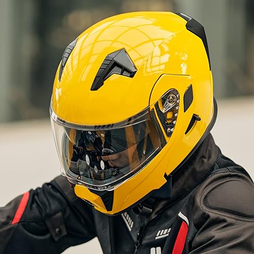 Miniatura 8 de ILM Casco modular de cara completa para motocicleta con visera doble para adultos, luz trasera LED opcional, aprobado por el DOT
