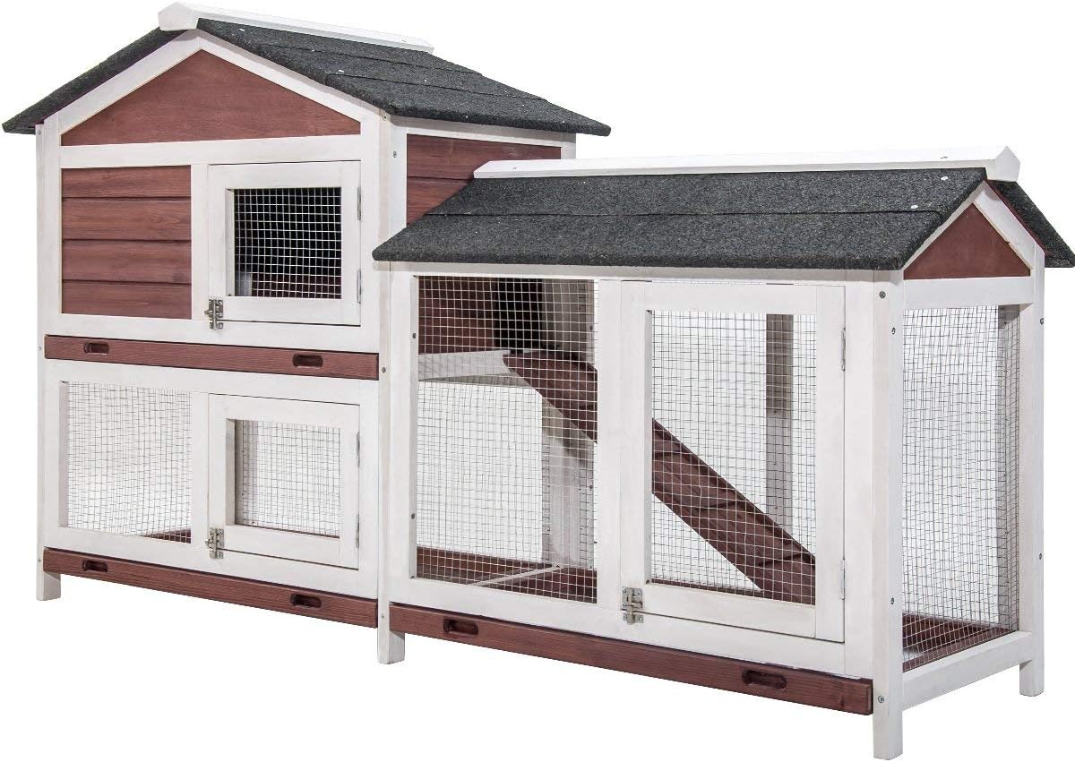 Purlove Pet Rabbit Hutch Wooden Bunny Cage Small Animals