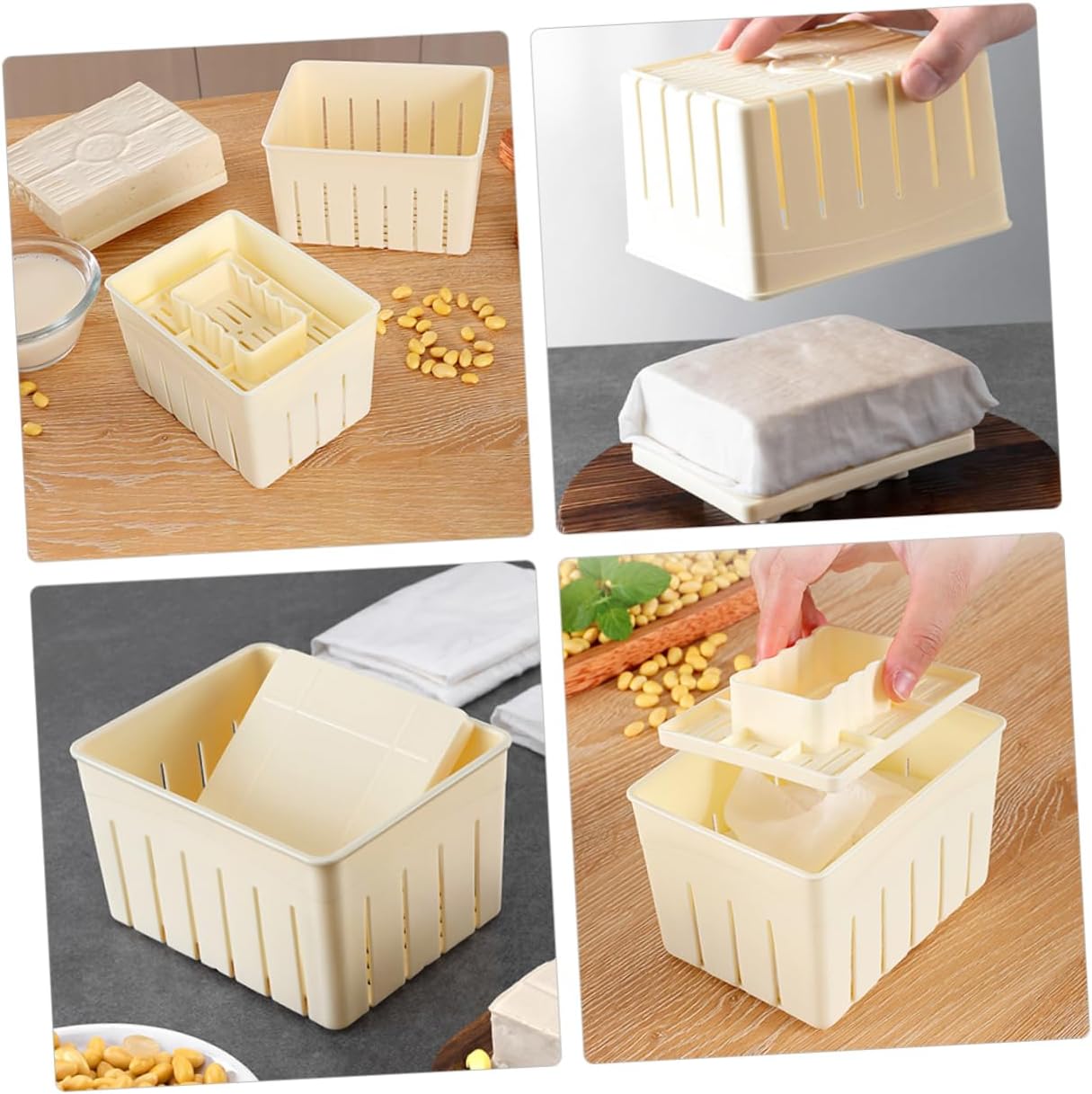 Garneck 3sets Tofu Press Mould Box for Homemade Soybean Curd Diy Tofu Maker Kit with Cloths Easy to Use Home Kitchen Tool for Lovers