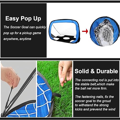 Miniatura 3 de Portería de fútbol para patio trasero, portería de fútbol desplegable de 4 x 3 pies, práctica para jóvenes, equipo de fútbol opcional con portería