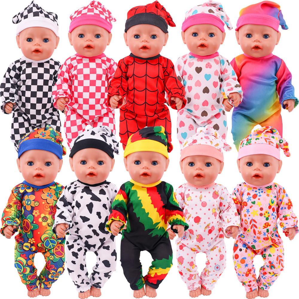 odulu Vêtements de poupée pour poupée américaine de 18 Pouces-Combinaison Pyjama à Motifs Animaux et étoiles-Accessoire pour poupée de 43 à 46cm-1 Ensemble