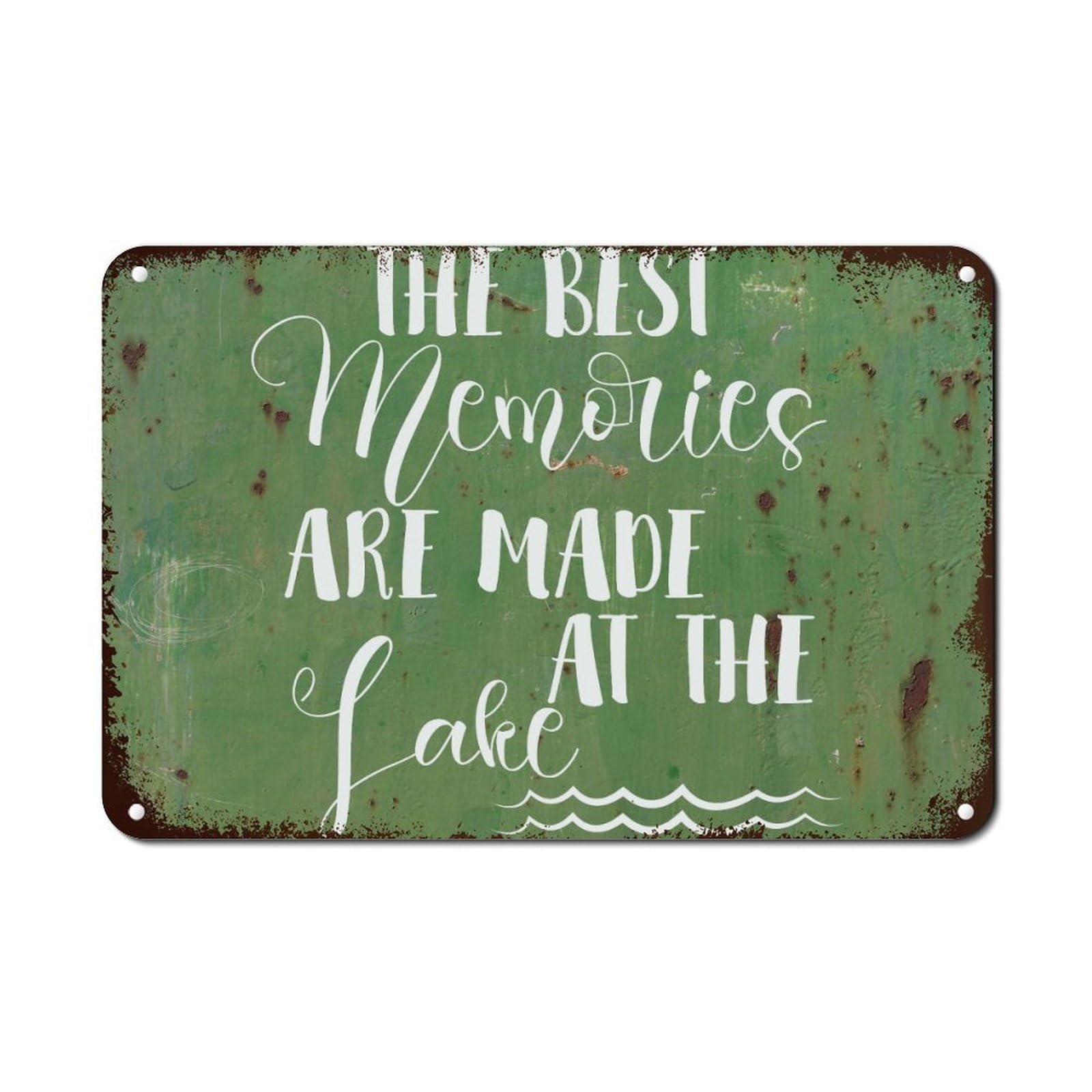 Guangpat The Best Memories Are Made At The Lake Metal Sign Inspirational Sayings Aluminum Metal Sign Wall Art Vintage Rustic Metal Wall Sign For Bedroom Cafe Bar Office Garage 18x12in