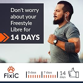 FixiC Freestyle Adhesive Patches 25 PCS - Good for Libre 1, 2, 3 & Plus - G7 & Stelo - Guardian - Waterproof Adhesive Patches - Libre Adhesive Covers - Pre-Cut - Best Fixation for Your Sensor! (Tan)