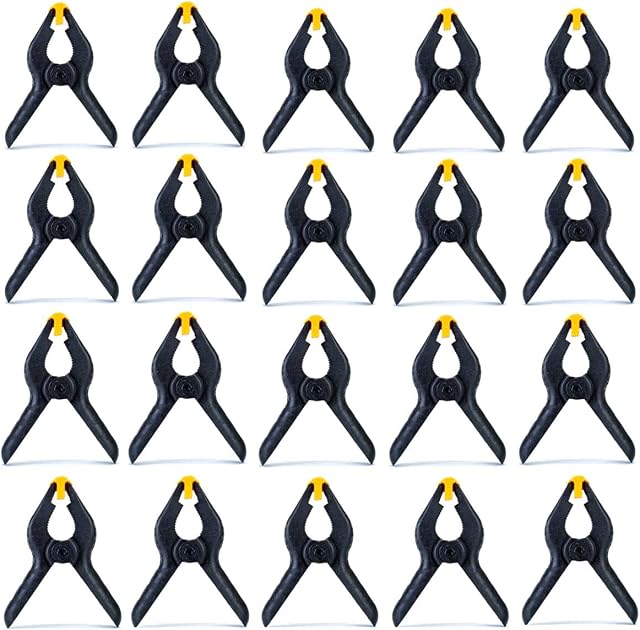 20 Pcs Plastic Spring Clamps Jaw Open Spring Clamp Extra Strength Work Clip for DIY Projects, Photo Studios, Arts and Crafts, Muslin Paper Photo Background