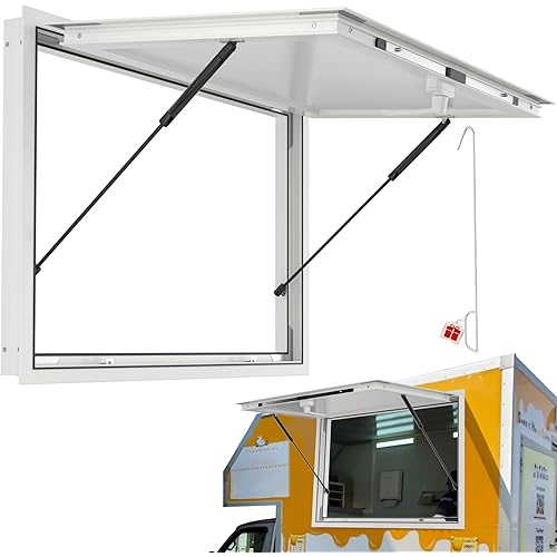 PYY Concession Window for Food Truck 36" x 24" Serving Window Rainwater Resistant Awning Up to 85 Degrees Food Truck Accessories Equipment w/ Aluminum Alloy Frame & Drag Hook