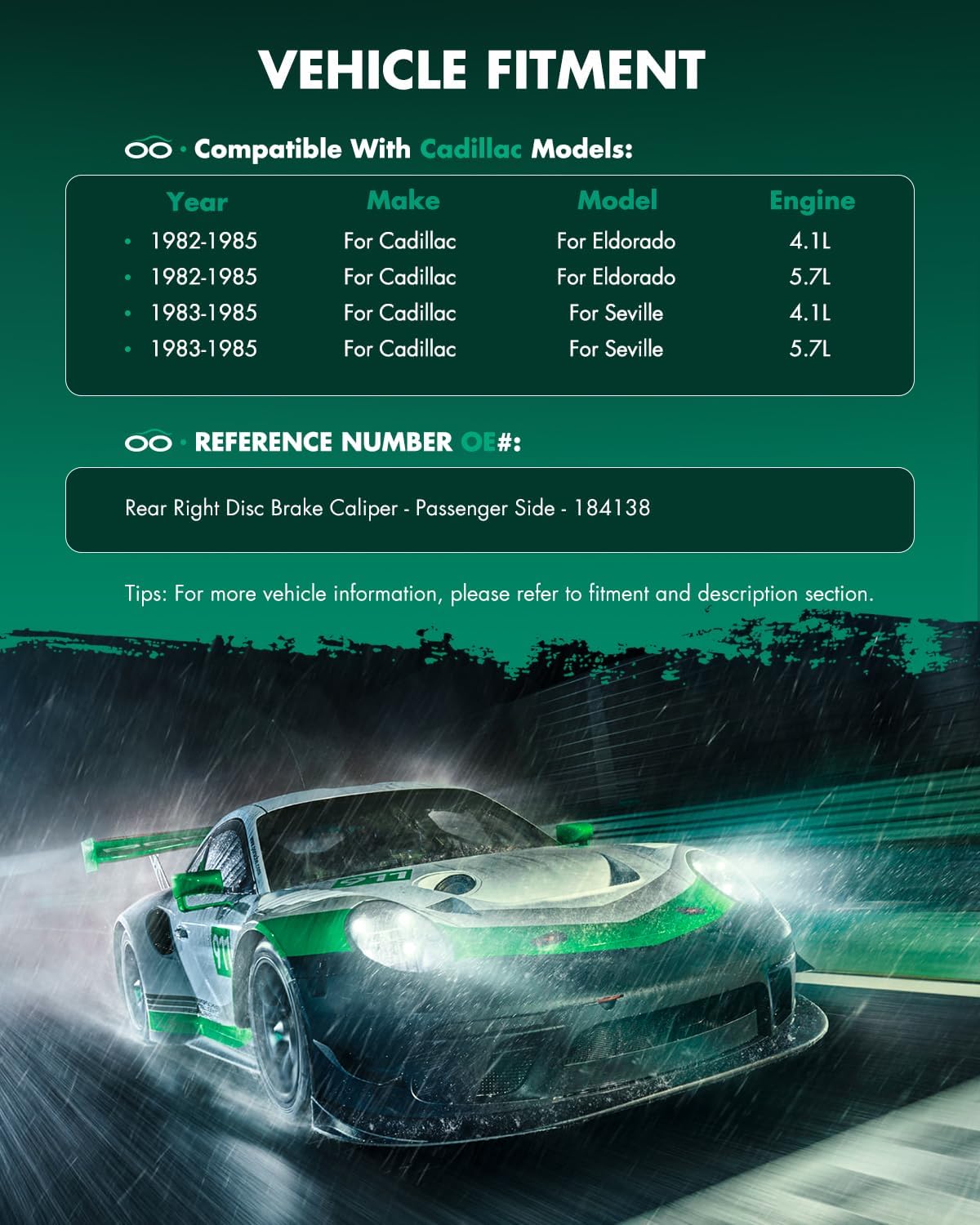 SCITOO 184138 Rear Right Disc Brake Caliper Assembly Without Bracket For Buick For Riviera,For Cadillac For Eldorado/For Seville,For Oldsmobile For Toronado