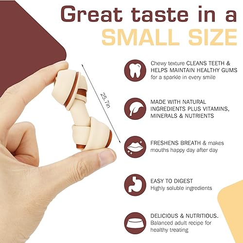 Miniatura 2 de UrbanX HealthyBones - Mini masticables saludables de mantequilla de maní sin cuero crudo para Boykin Spaniel y otros perros deportivos médicos,
