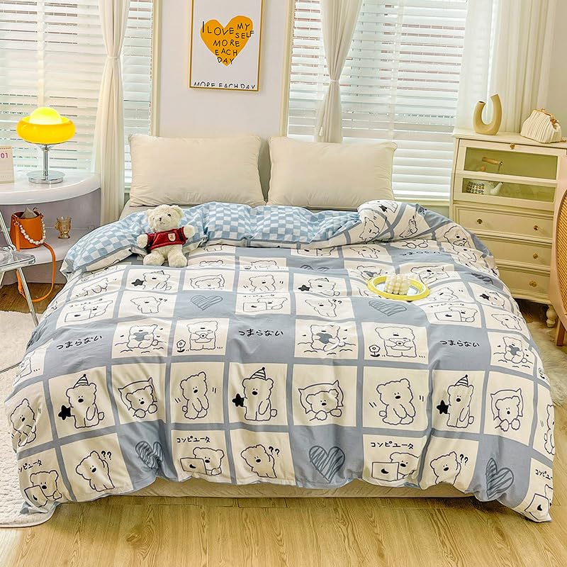 Housse de couette 280x240cm 2 personne parure de lit ours style japonais doux