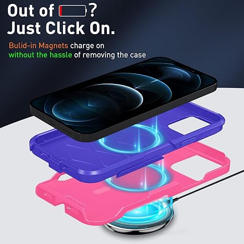 Miniatura 2 de Xmon Funda magnética para iPhone 12 Pro Max probada contra caídas de grado militar y con MagSafe Protector de pantalla de vidrio templado con lente