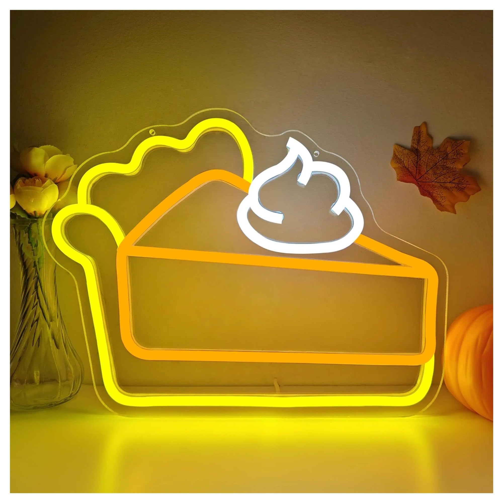 XENITE Luces Art Decoration Christmas Letrero De Neón De Pastel De Calabaza, Luz Regulable Para Pastel Para Fiestas, Restaurantes, Cafeterías, Chimeneas Y Decoración De Pared 31.5cmx23.2cm