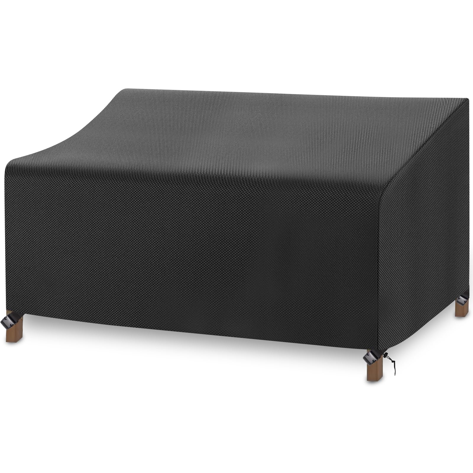 Gartensofa Abdeckung Wasserdicht, Outdoor Sofa Schutzhülle mit Kordelzug und 4 Schnappverschlussgurte, Gartensofa Abdeckplane Winddicht Anti-Uv, 420D Oxford-Stoff (236*102*61/89cm,Schwarz)