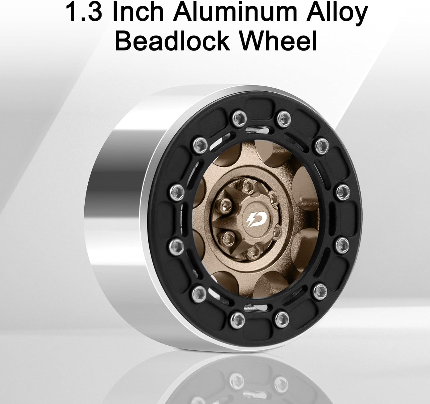RC 1.3" Wheel and Tire Set, Aluminum Beadlock Wheels Mud Terrain Tires for 1/18 1/24 RC Micro Crawlers Ascent18 TRX4M SCX24 Upgrades Parts