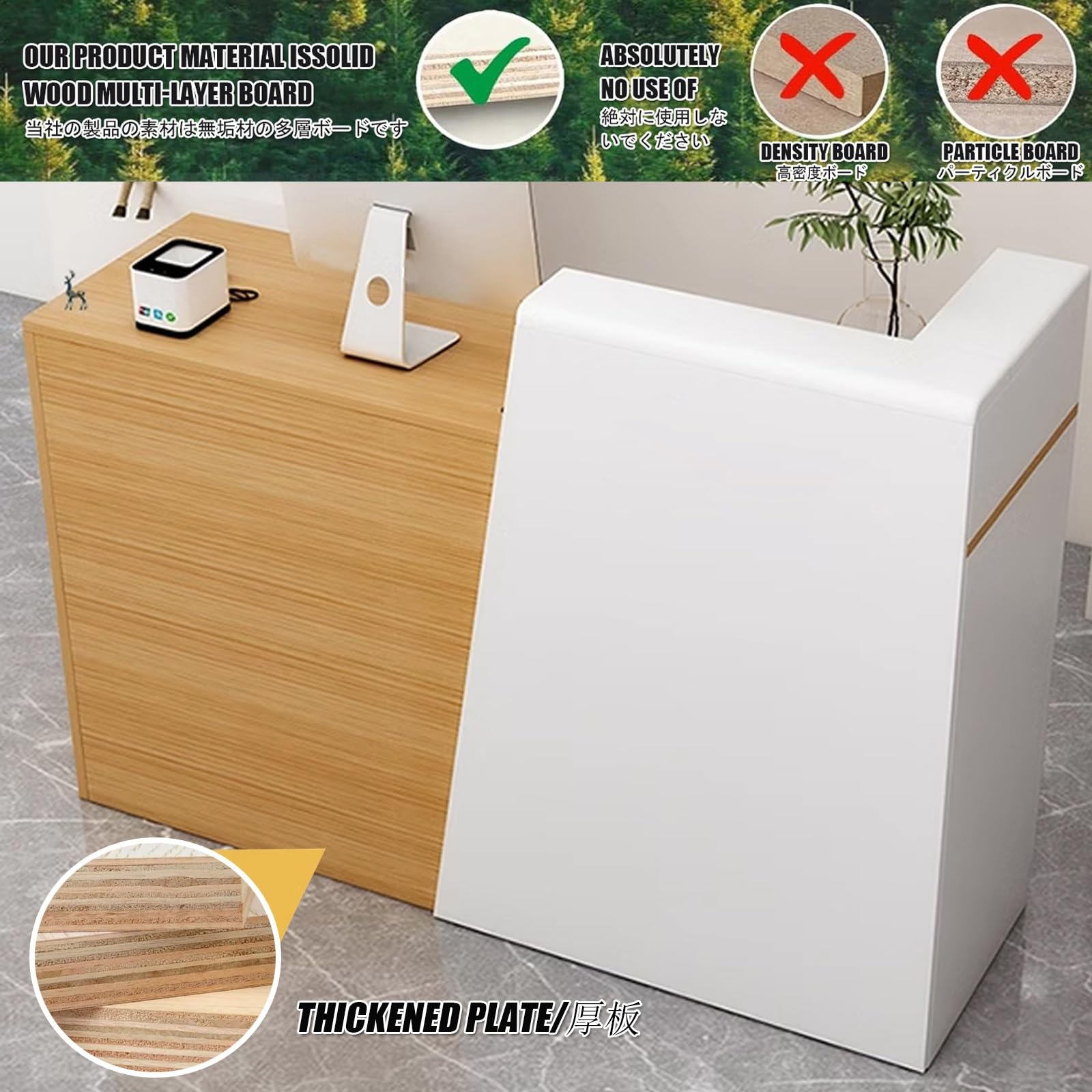 Thekentisch, Einzelhandelstheke, Rezeption mit Theke, kleine Einzelhandelskasse, for Lobbys, Salons, Einzelhandel, Home Offices, Empfangsräume(Gray,Right_L80CM/31.5IN)