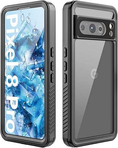 Ezanmull Funda impermeable para Google Pixel 8 Pro con protector de pantalla integrado, a prueba de polvo, a prueba de golpes, a prueba de caídas,