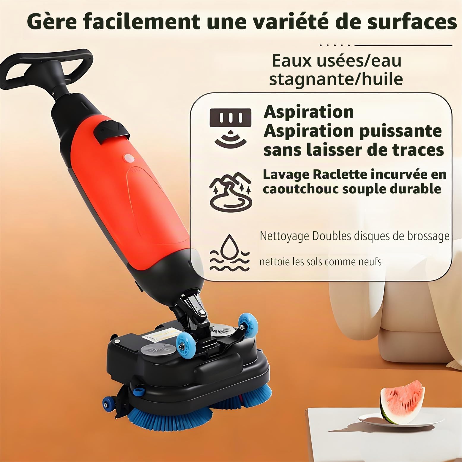 Autolaveuse de Sol Automatique Mini, sans Fil et alimentée par Batterie, Largeur de Nettoyage de 43 cm (17 Pouces), autonomie de 90 Minutes, Dimensions : 120 x 50 x 36 cm Grey