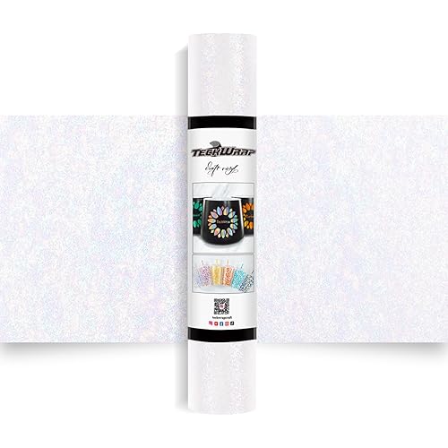 TECKWRAP Permanent Glitter Vinyl Colorful Pearl Adhesive Vinyl Roll - 1ft x 5ft for DIY Craft Designs & Home Decor, Pearl White