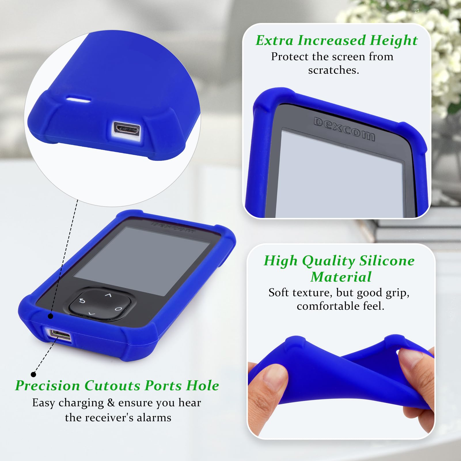 Dexcom G7 Receiver Cover Silicone - Shockproof Receiver Case Anti-slip Anti-drop Dexcom G7 Silicone Case by YOUSHARES(Blue) - Image 2