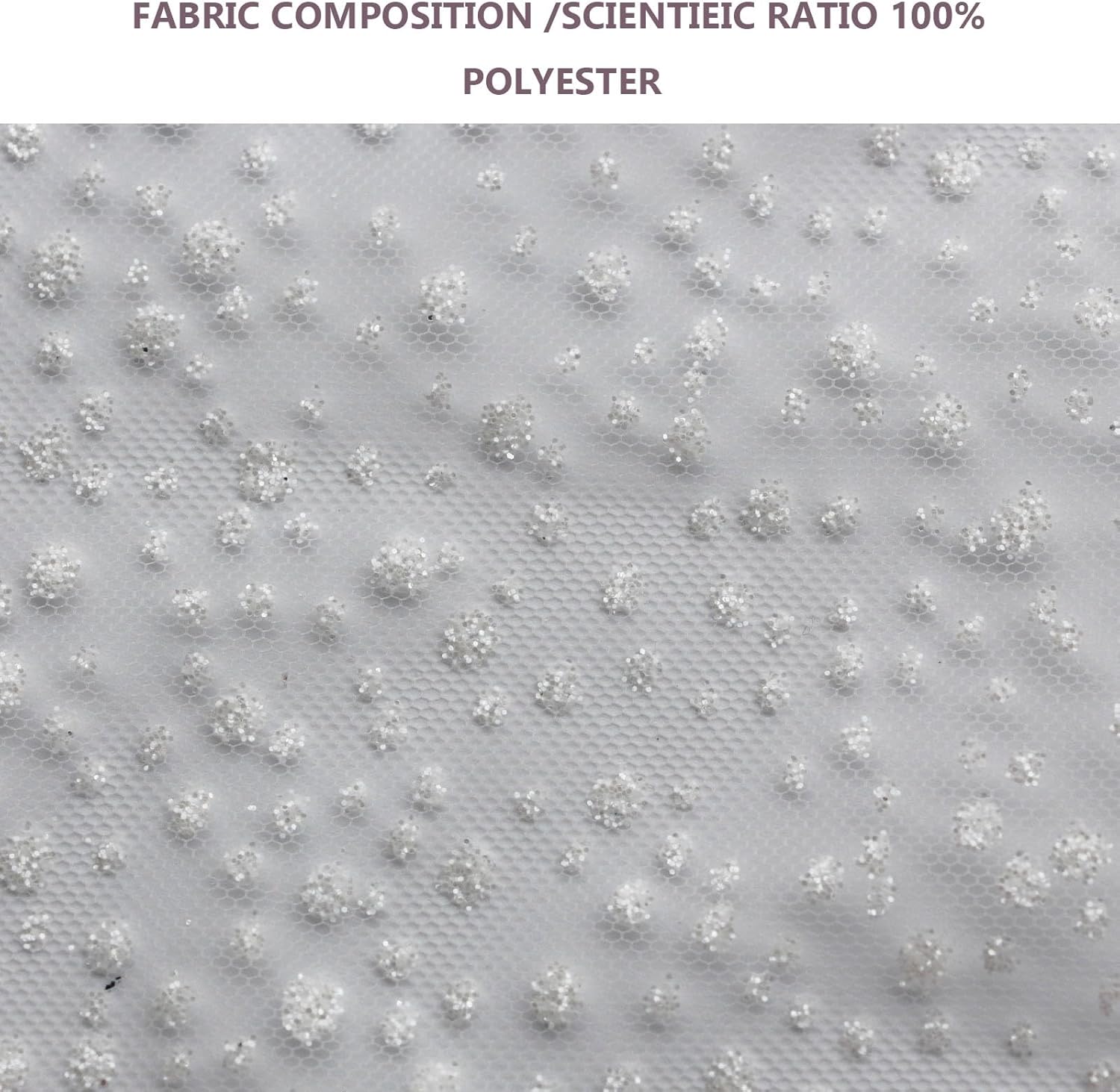 White Glitter Tulle Fabric 58 Inch by 5.5 Yards Fabric Spool Tulle Ribbon for DIY White Tutu Bow Baby Shower Birthday Party Wedding Decorations Christmas Gift Wrapping Craft Supplies