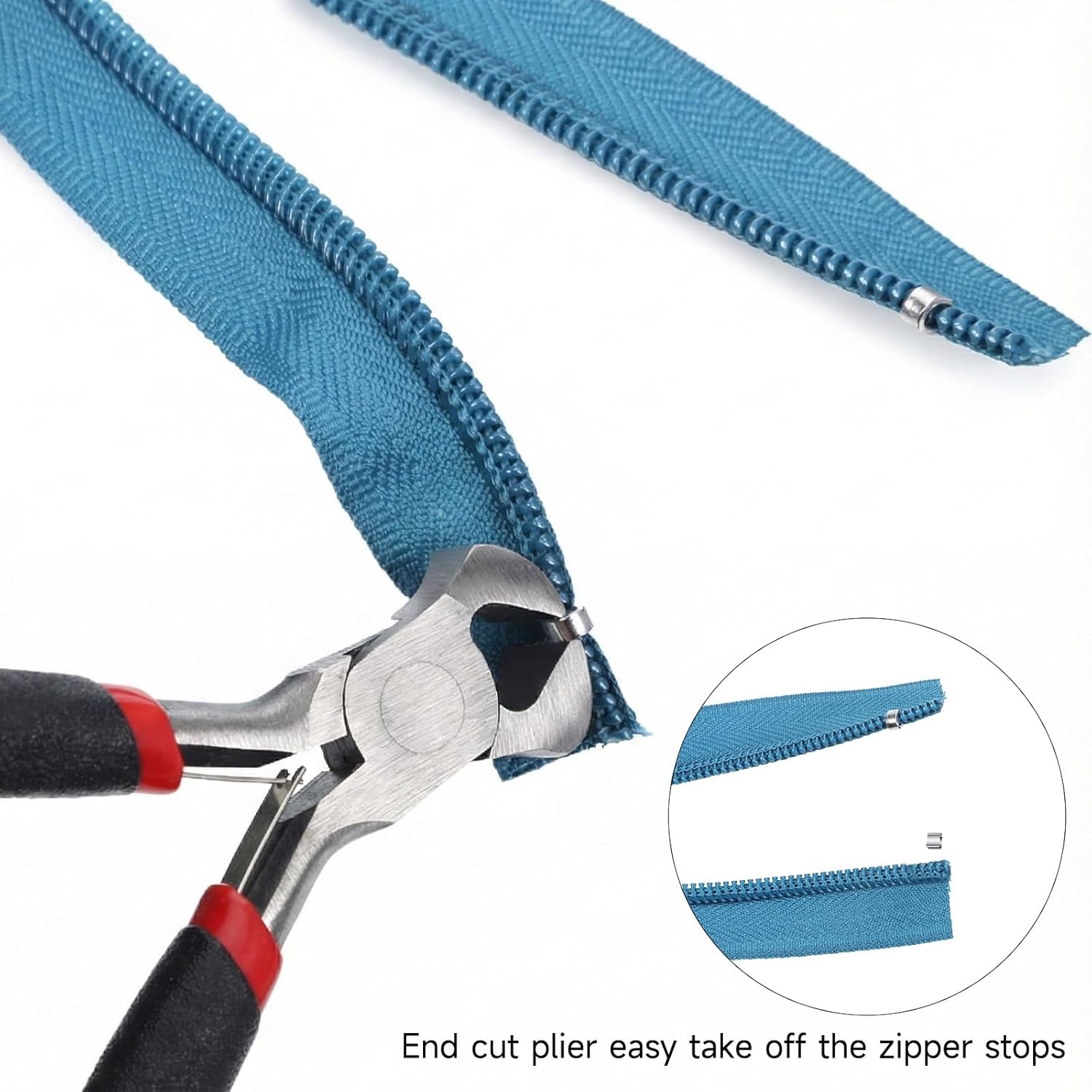 2 Pcs Zipper Install Pliers Zipper Repair Kit Mini Needle-Nose Plier End- Cutting Pliers for Jewelry Making Zippers Install Replacement Repair Hand Fix Tool