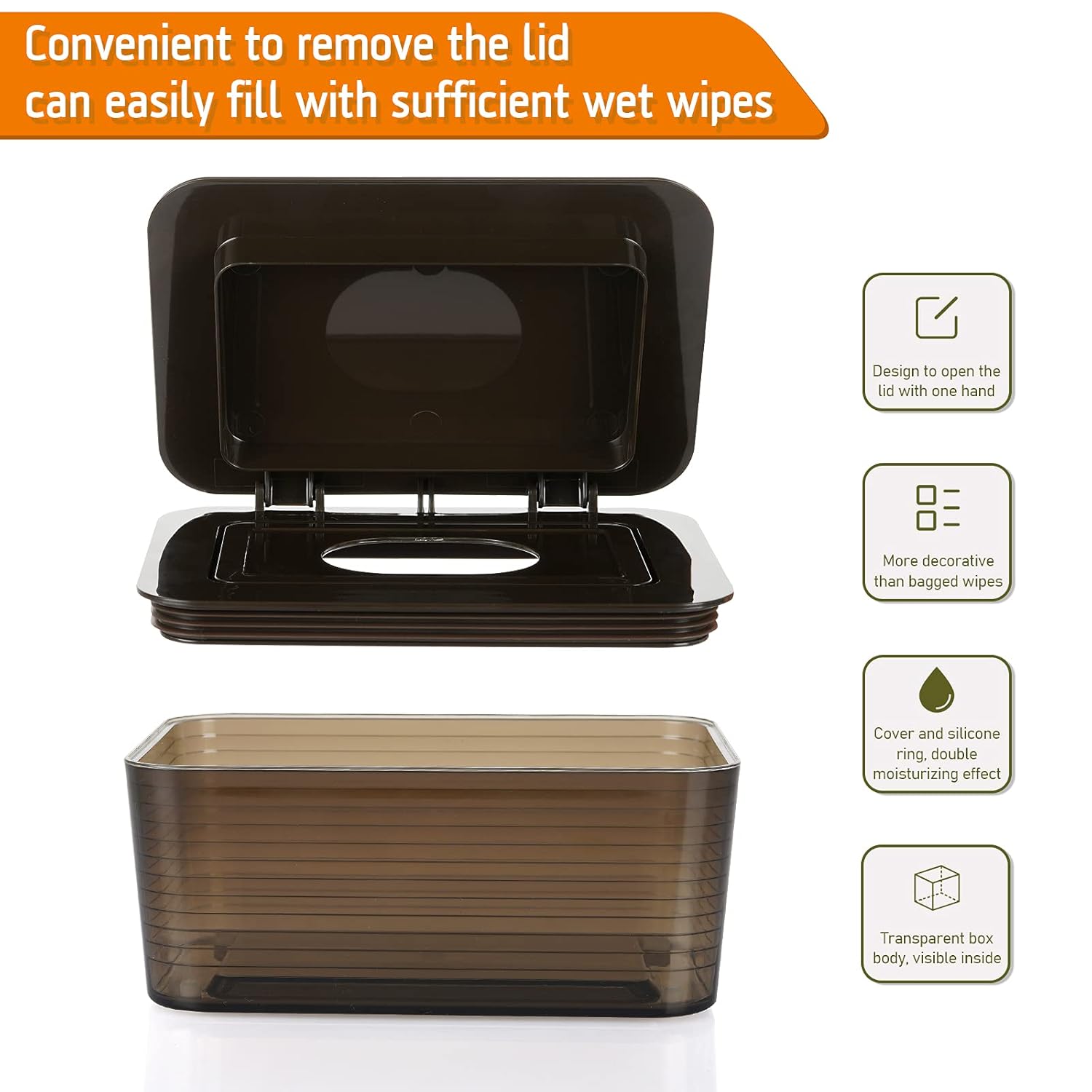 Whiidoom Large Capacity Wipes Dispenser Removable Plastic Wipes Case Keeps Wipes Fresh (Dark Brown) : Baby
