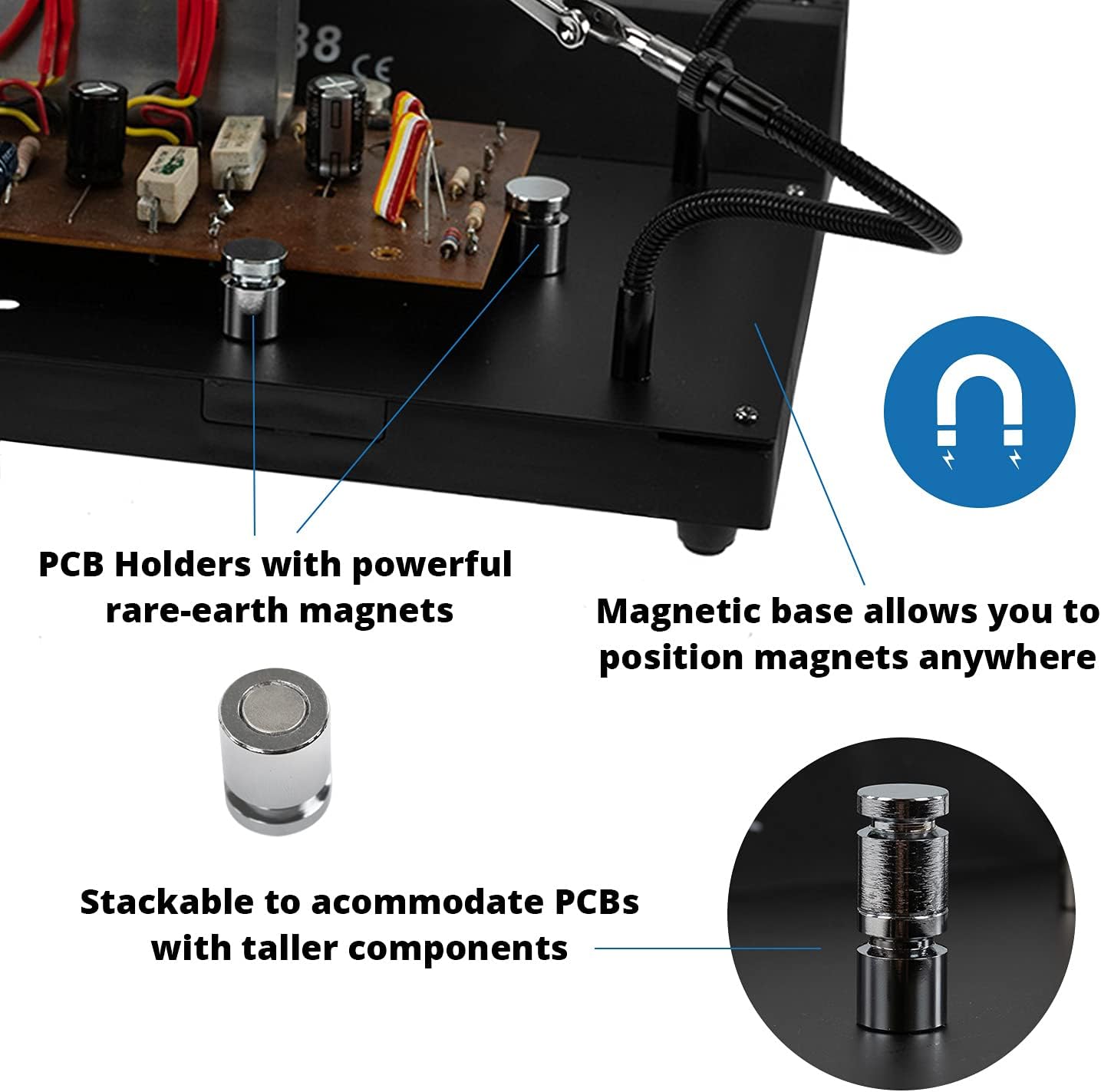 Aoyue 388 CircuitVise - PCB Holder & Helping Hands with Fume Extractor Mount