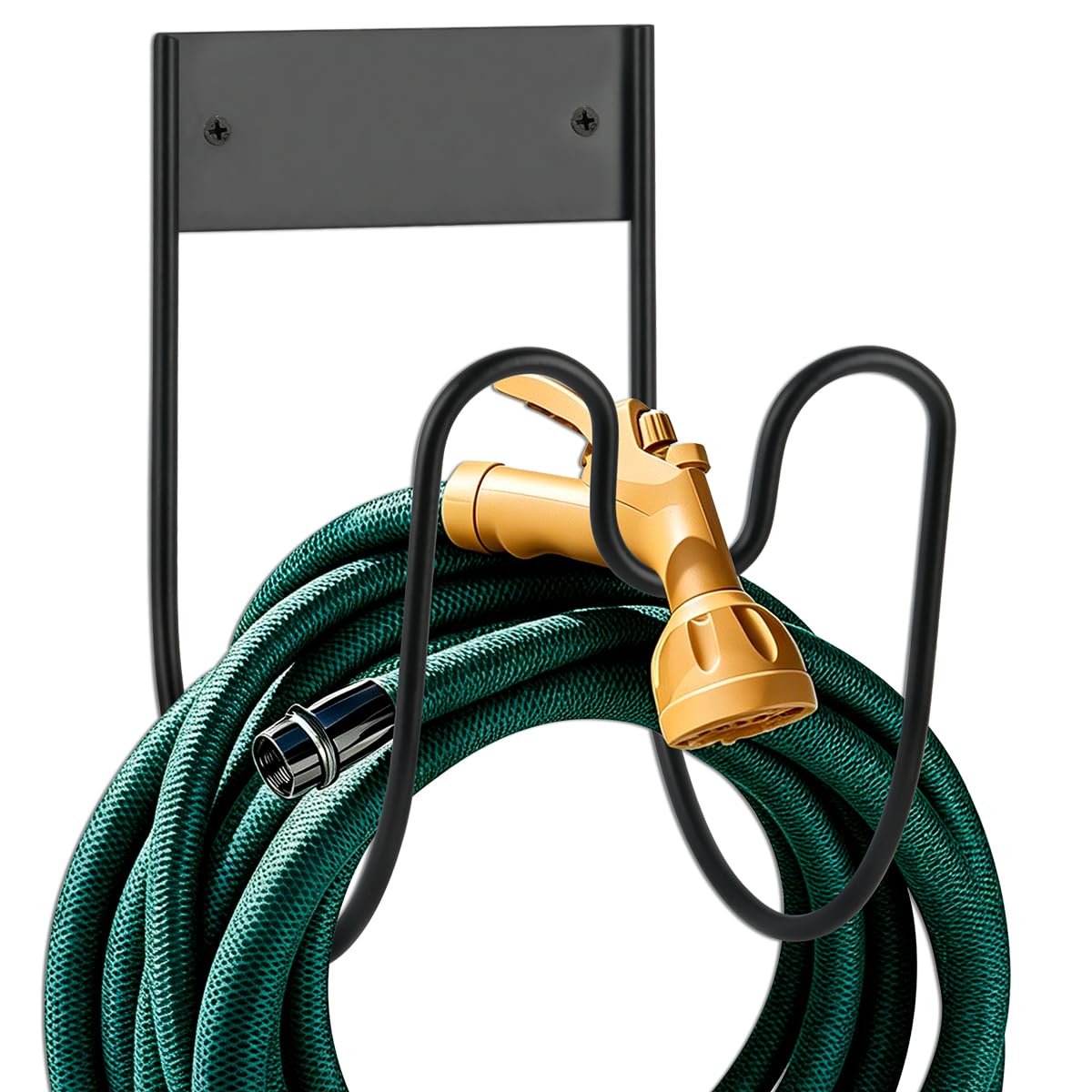 Metal Garden Hose Holder Wall Mounted Garden Hose Reel, Heavy Duty Hose Pipe Holder Wall Mount Hose Hanger Hose Rack, Garden Hose Hook Metal Hosepipe Bracket for Garage Outdoor - Solid Steel Anti-Rust