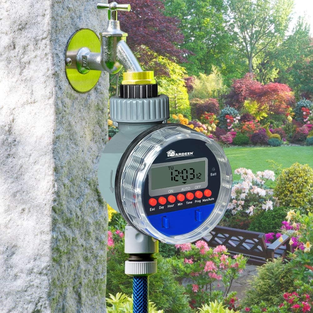 Yardeen Electronic Water Timer Garden Irrigation Controller Digital Intelligence Watering System LCD Waterproof, No Water Pressure Required : Patio, Lawn & Garden