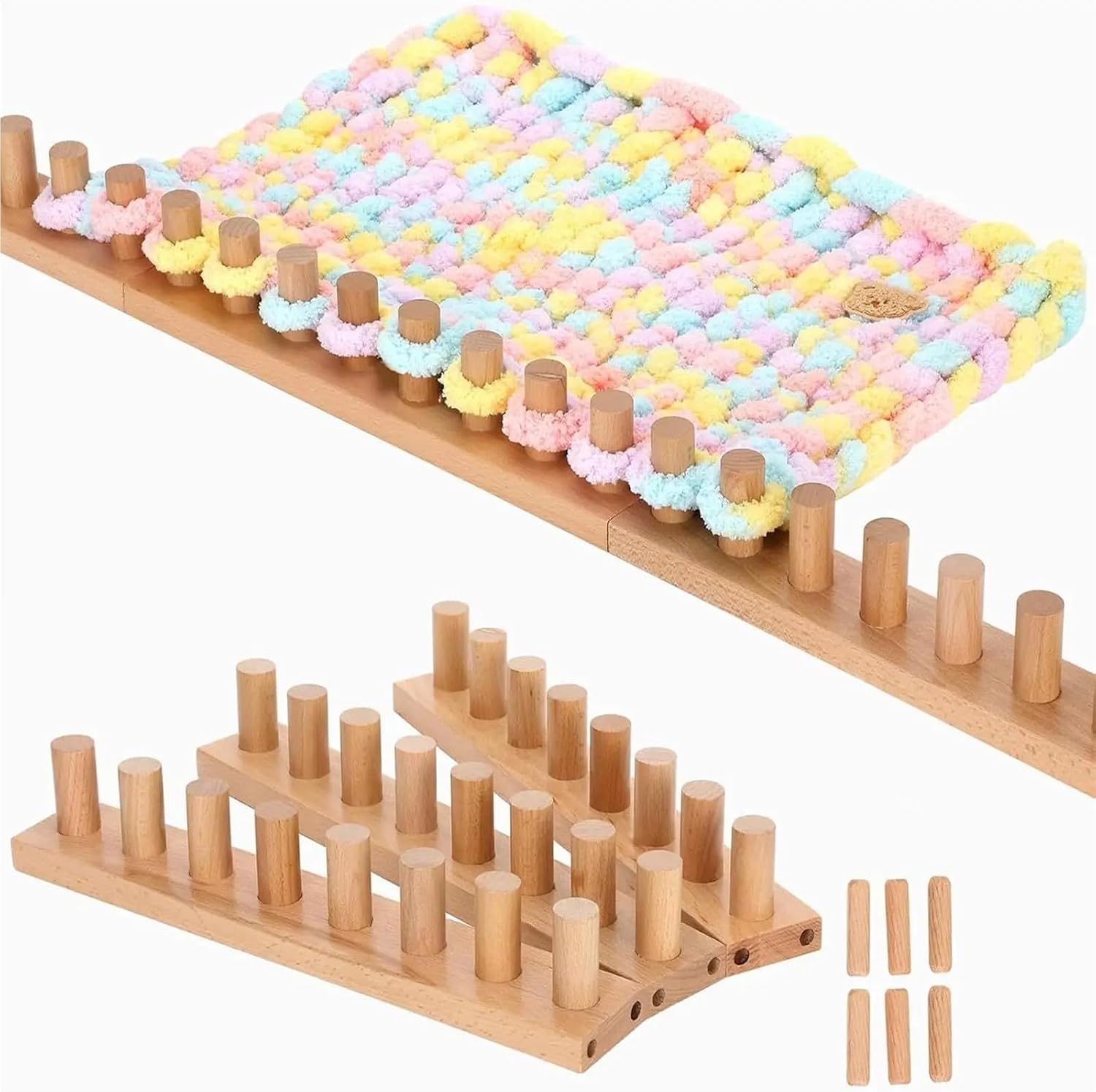 Chunky Blanket Loom Hand Knitting Loom Chunky Crochet Kit Set for Crafts Hobby Beginners Weaving Blanket Scarf Sewing Cushion for DIY Craft Enthusiasts Beginners