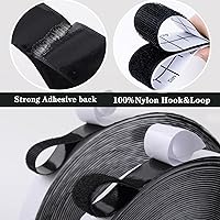 Vista 3 de Navona Tiras de gancho y bucle de 30 pies x 1 pulgada con adhesivo, 2 rollos de cinta de gancho y bucle resistente con respaldo para el hogar