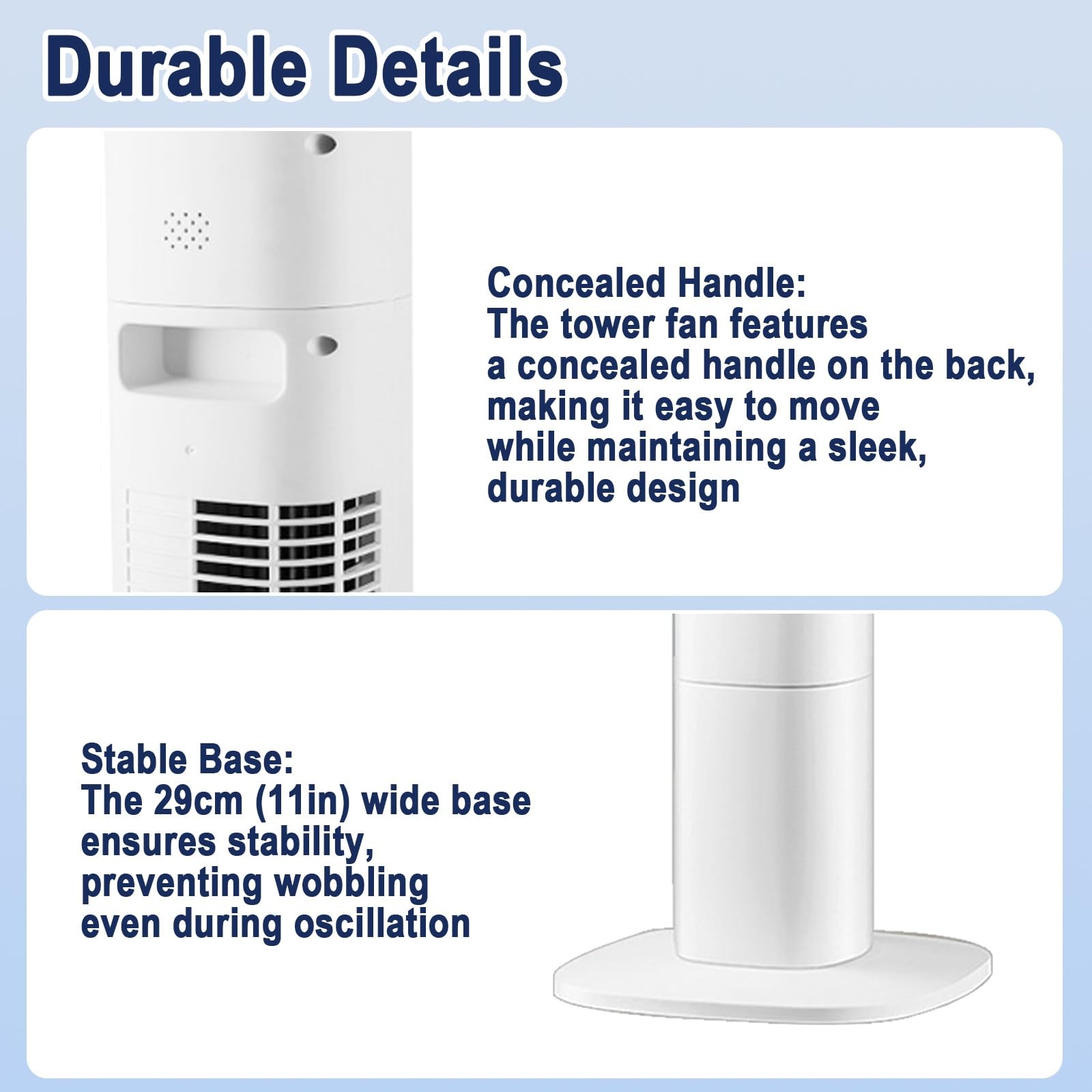 Ventilador Torre Silencioso 45W, Ventilador Columna, 220V, Oscilación 90° | Ventilador Columna, Base Ancha 28cm, Perfil Delgado, Salida de Aire 58cm, Cable de Alimentación 120cm(90cm/35in)