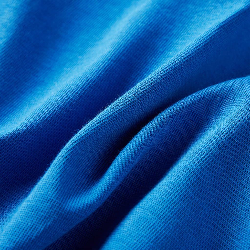Maglietta a maniche lunghe per bambini in cotone blu cobalto con stampa giocatore di calcio, girocollo per ragazzi e ragazze, per tutti i giorni, scuola, tempo libero, calda, confortevole