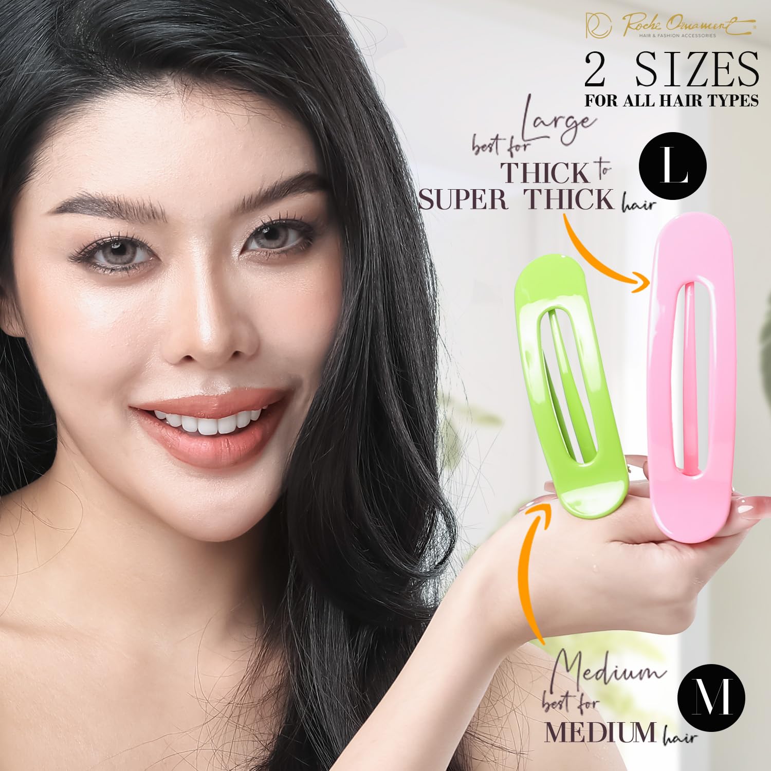 RC ROCHE 6 Pcs Flat Claw Hair Clips for Women Lay Down Barrettes No Crease Side Slide Thick Long Hair Duckbill French Against Head Jaw Claw Styling Clamp, Medium Rainbow - Image 4