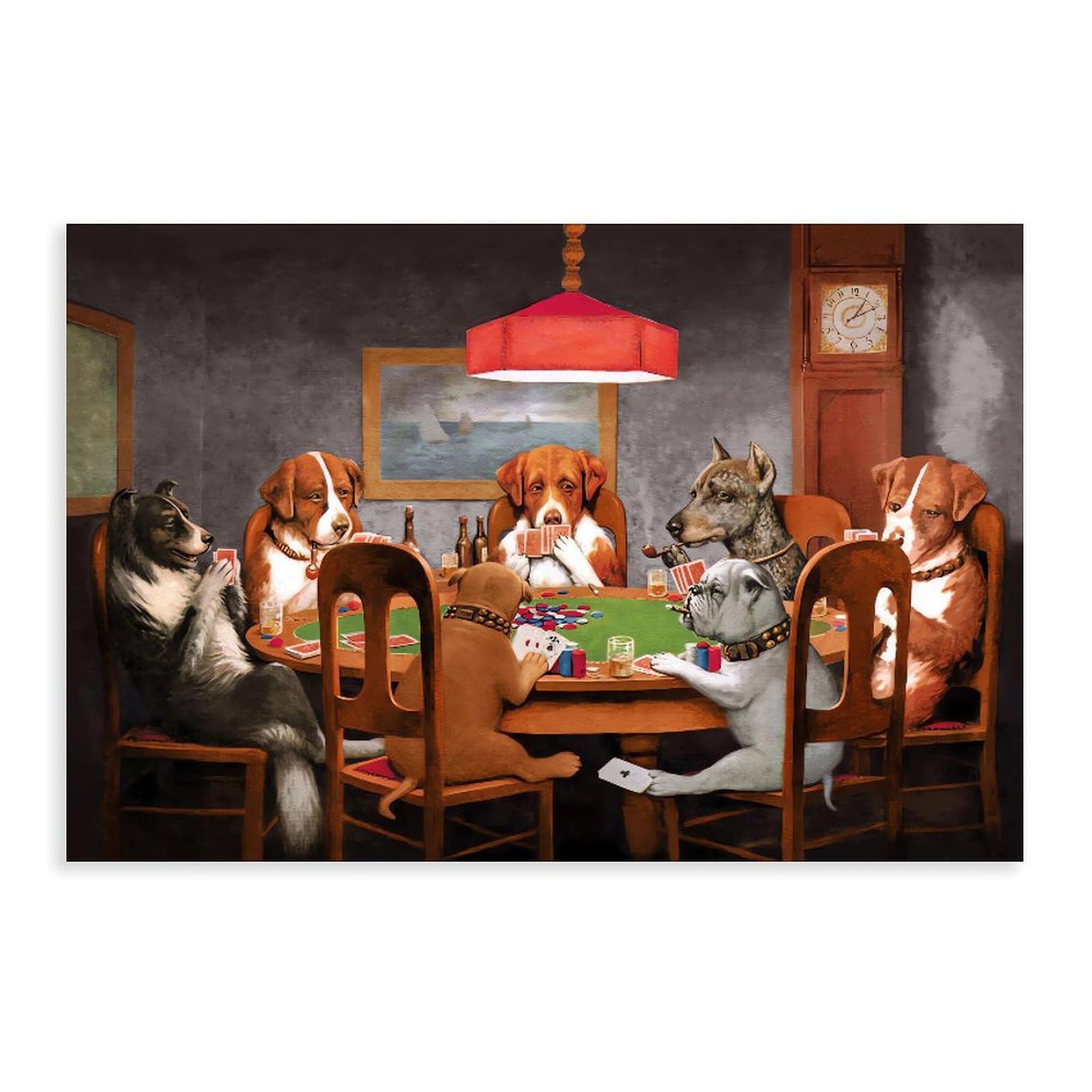 Qnvjqkdsi Unframe Funny Dogs Playing Poker Art Canvas Poster Bedroom Decor Landscape Office Room Decor Gift 20" L X 30" W