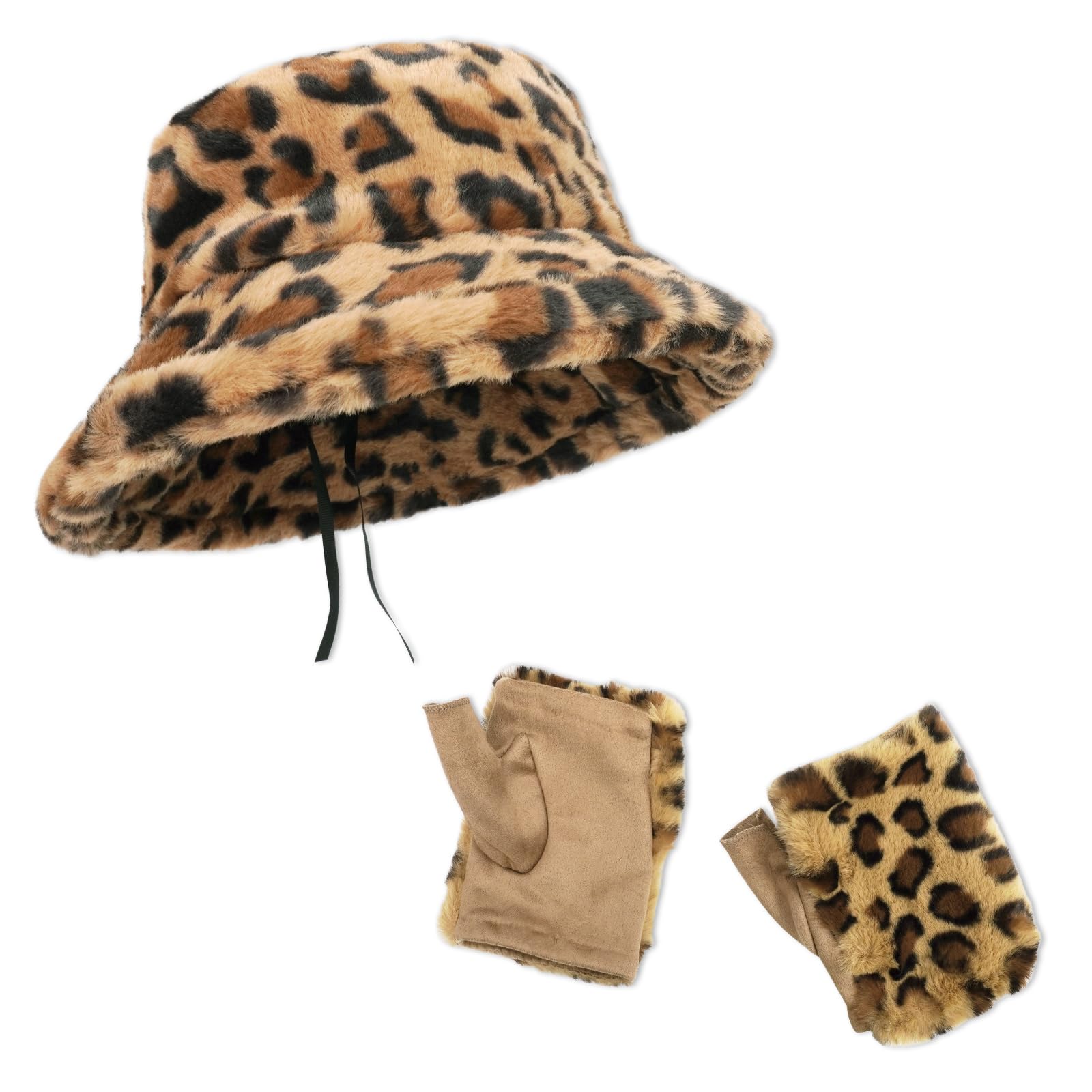 Sombrero Mujer Invierno,Suave Esponjoso Cálido y a Prueba de Viento Bucket Hat,Sombreros de Piel de Leopardo para Las Mujeres,Regalos para Mujer