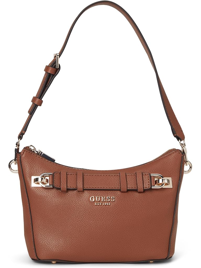 Tan GUESS Gregoria Top Zip Shoulder Bag
