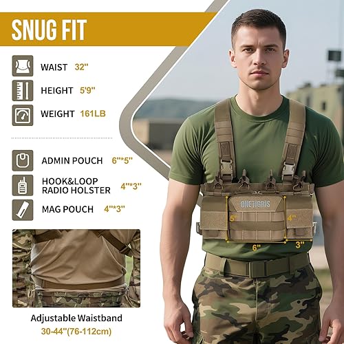 Miniatura 27 de ONETIGRIS Chest Rig, MOLLE Chest Rigs Tactical Chest Rig Dangler Pouch Utility Admin Pouch for Hunting Shooting Hiking Camocolor