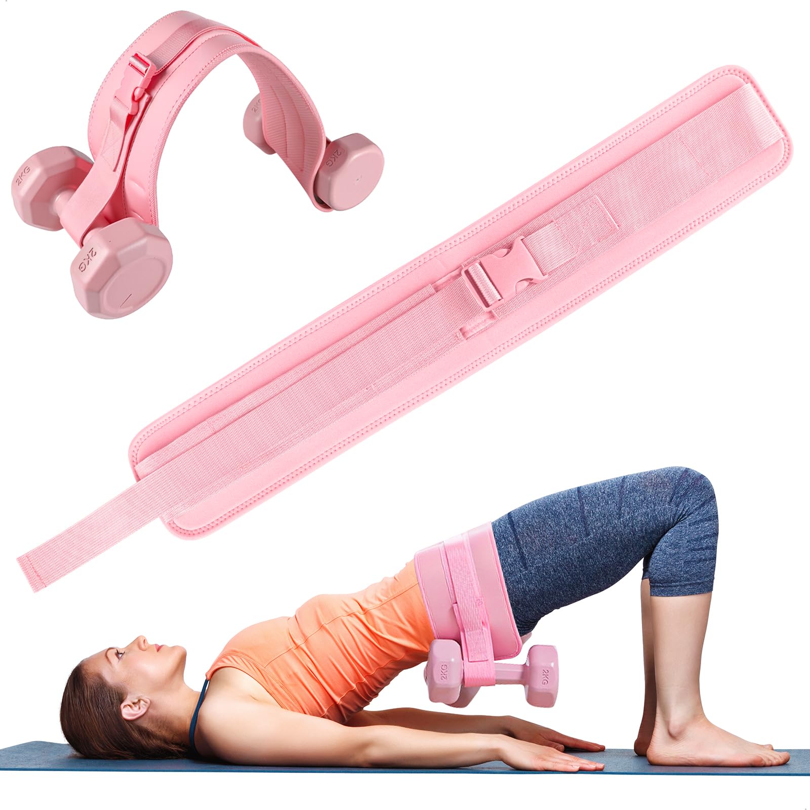 Pas do hip thrust, pas biodrowy do hantli, pas obciążeniowy do dodatkowego ciężaru, regulowany pas do ćwiczeń bioder, mostek pośladkowy, plank, pas obciążeniowy do krótkich hantli i kettlebells