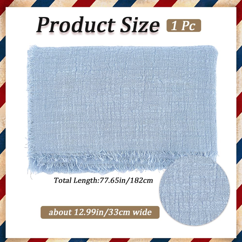 CRASPIRE Cotton Table Runners 72x13 Inch Long Sky Blue Rustic Slub Linen Table Cloth Machine Washable Farmhouse Durable Boho Dining Table Decor for Home Living Room Kitchen Coffee Party Decoration - Image 2