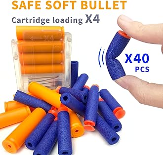 AGM MASTECH AWM Shell-Throwing Blaster Shot Gun, 40 Official Darts, 4-Dart Clip, 2 Magazines, Removable Stock, Barrel Extension, Blaster Toys Playset for Boys, Kids, and Adults (Grey)