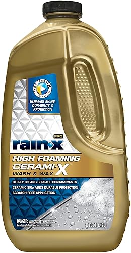 Rain-X 620199 Pro High Foaming Cerami-X Wash and Wax, 48oz Limpieza profunda y fórmula de alta espuma para lavar y proteger tu vehículo con