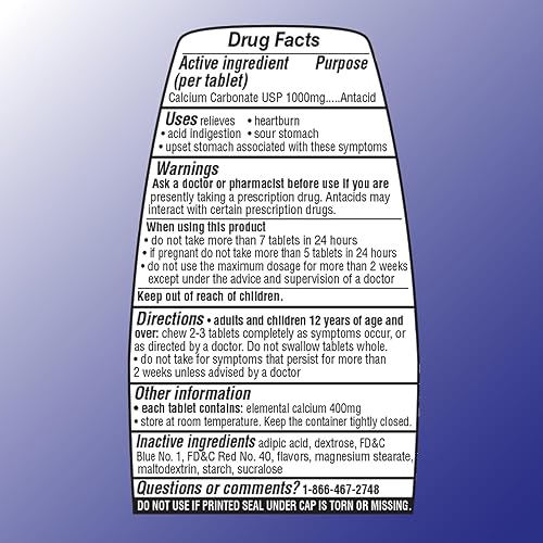 Miniatura 7 de Quality Choice Tabletas antiácidas ultra fuertes, alivio de la acidez estomacal y la indigestión ácida, carbonato de calcio de 1000 mg, sabor a