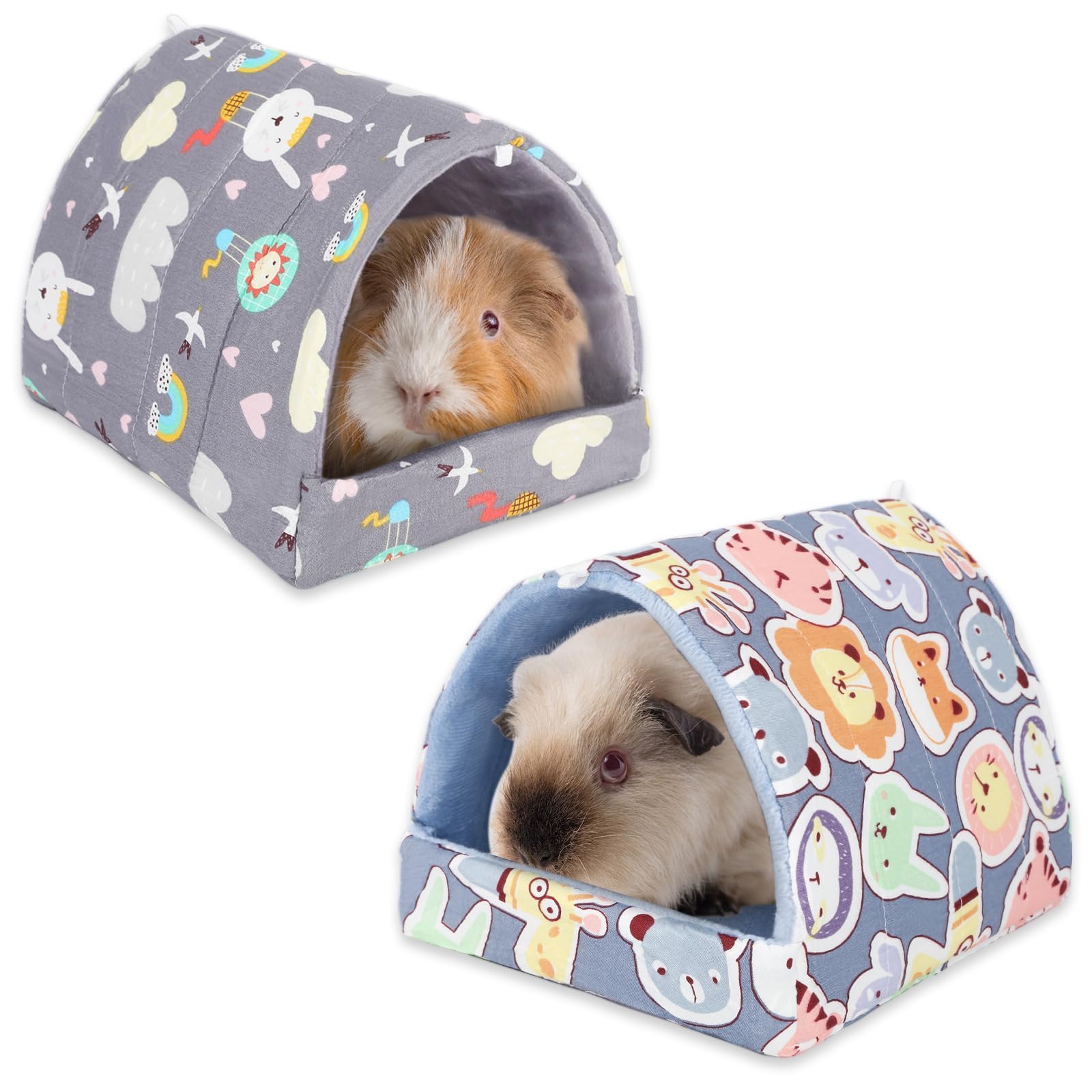 UPINS Guinea Pig Bed, Washable Guinea Pig Hideaway, Small Animal House, Cage Accessory, Sky Blue