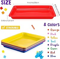 Vista 38 de Maitys 24 bandejas de plástico para arte, bandeja organizadora para manualidades, bandeja para servir, bandejas de arena apilables, para la escuela