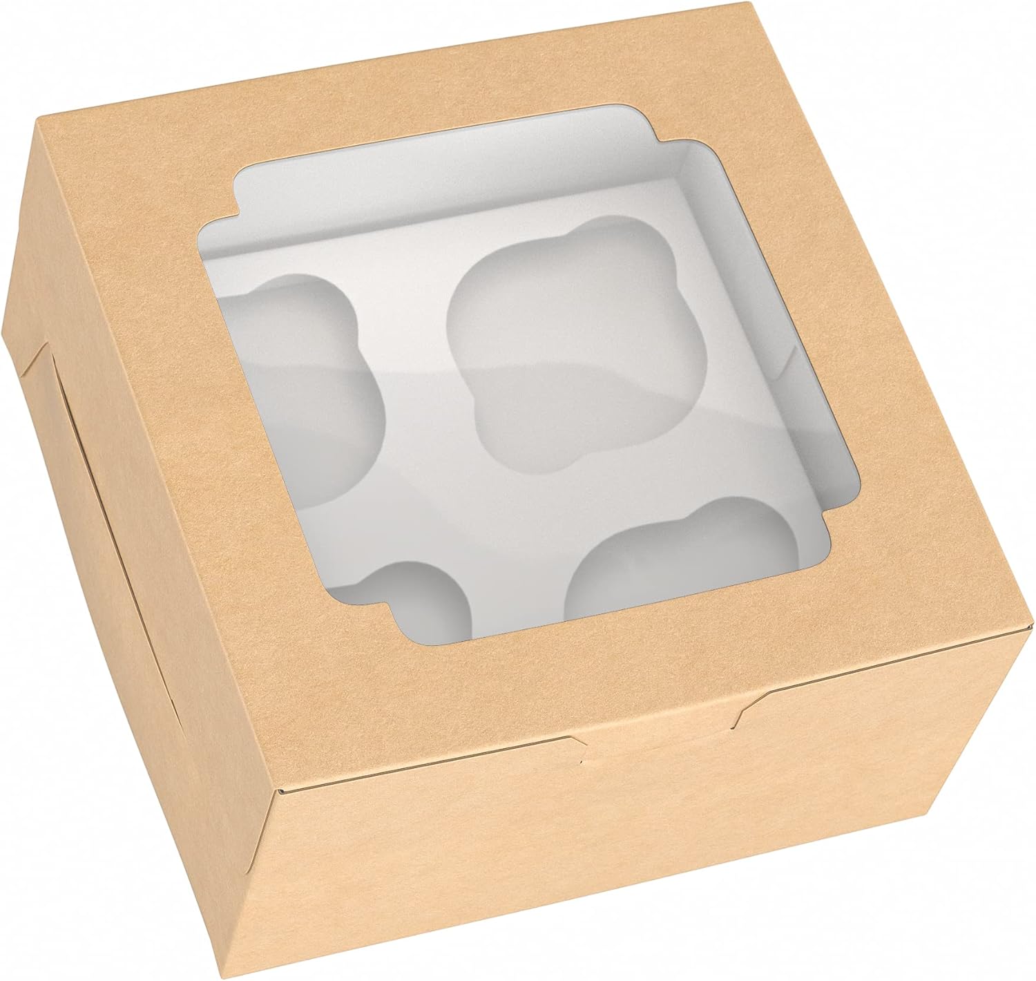 Cupcake Boxes 4 Pack Kraft 20 pcs 6x6x3 Bakery Box with
