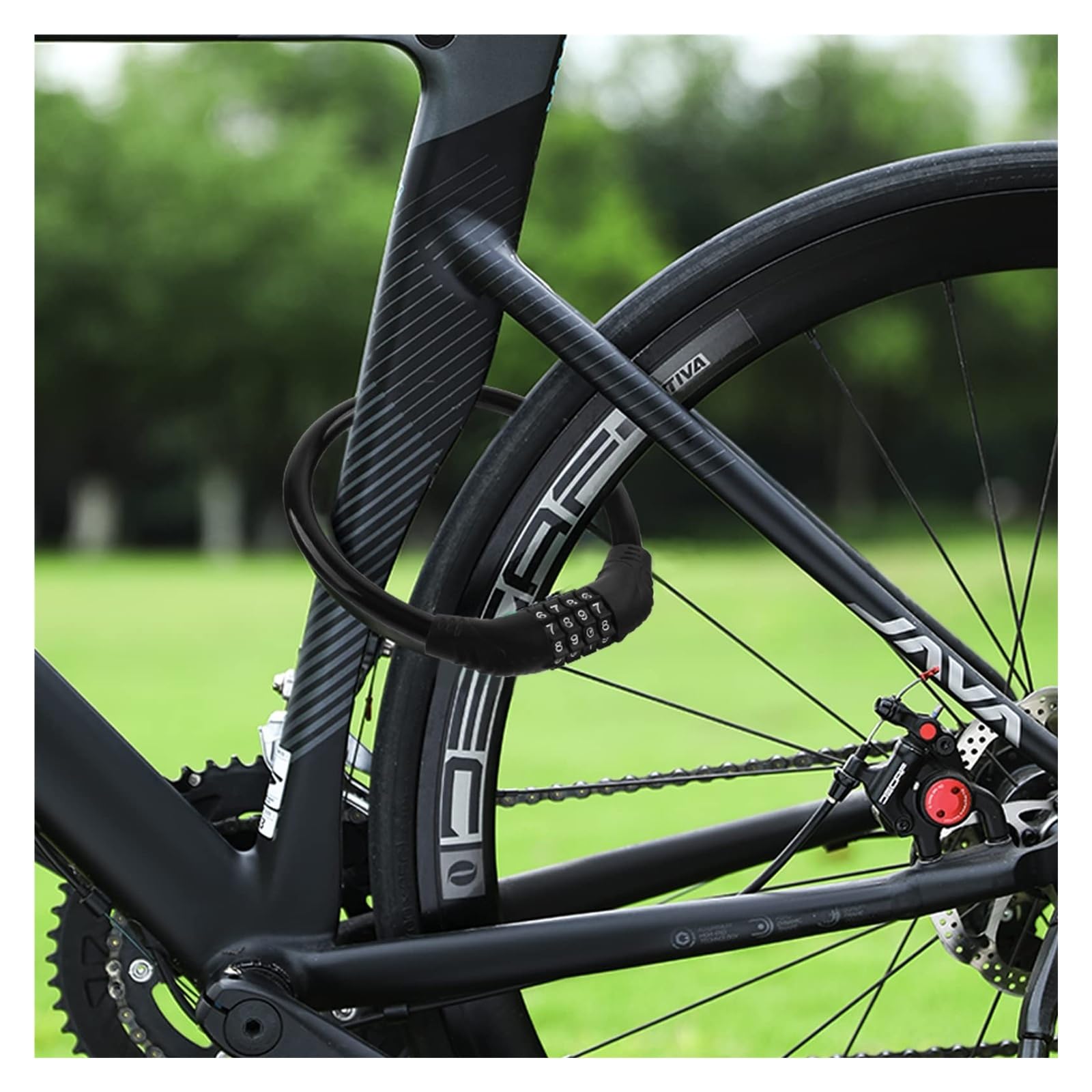 Confezione da 2 lucchetti per bici con cavo, codice ripristinabile a 4 cifre, per MTB e bici da strada, leggero, portatile, antifurto, con bobina flessibile (2 pezzi, nero)